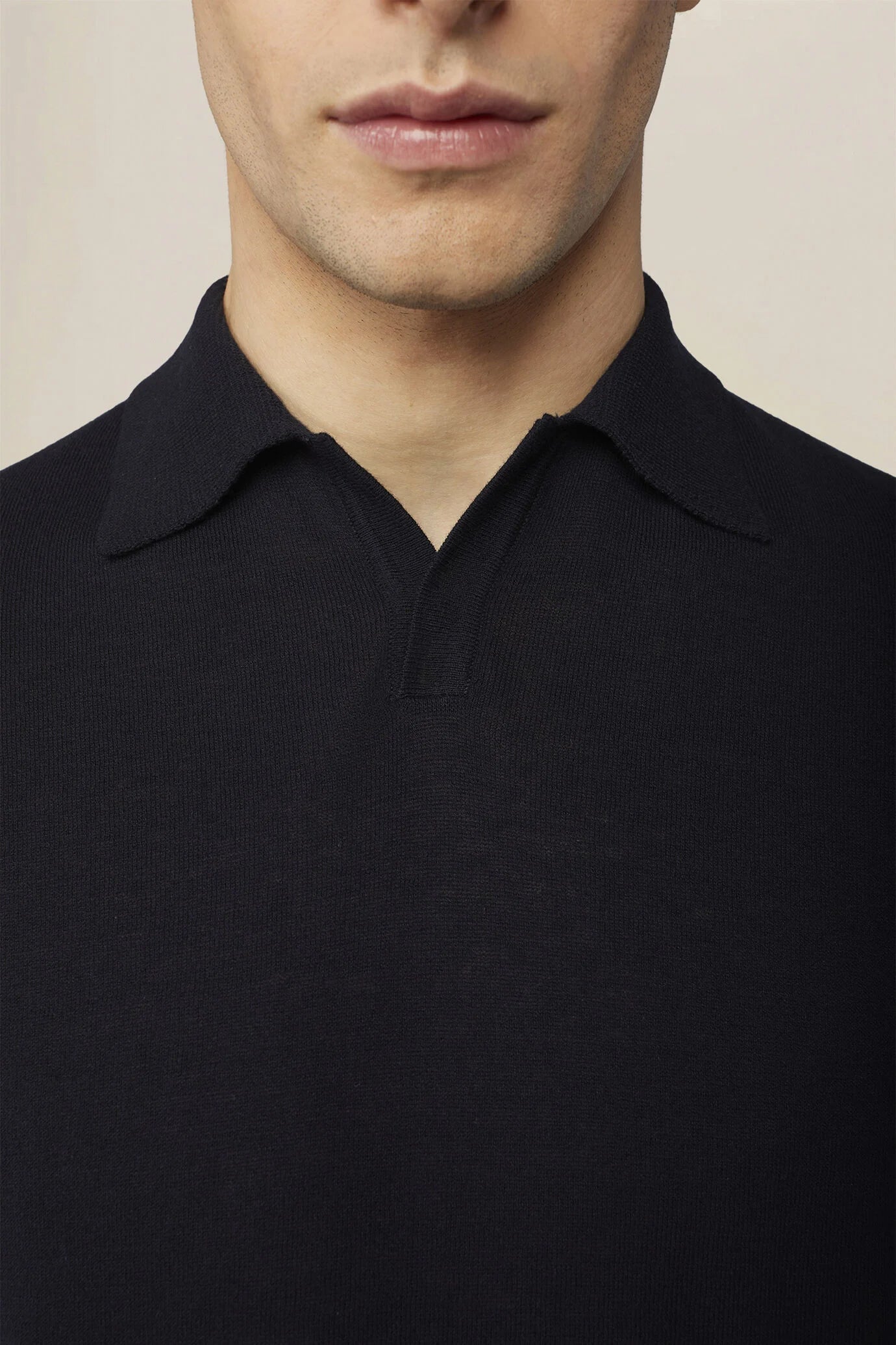 Men's 100% cotton knit polo shirt with Derby collar