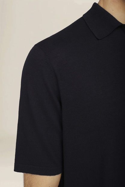 Men's 100% cotton knit polo shirt with Derby collar