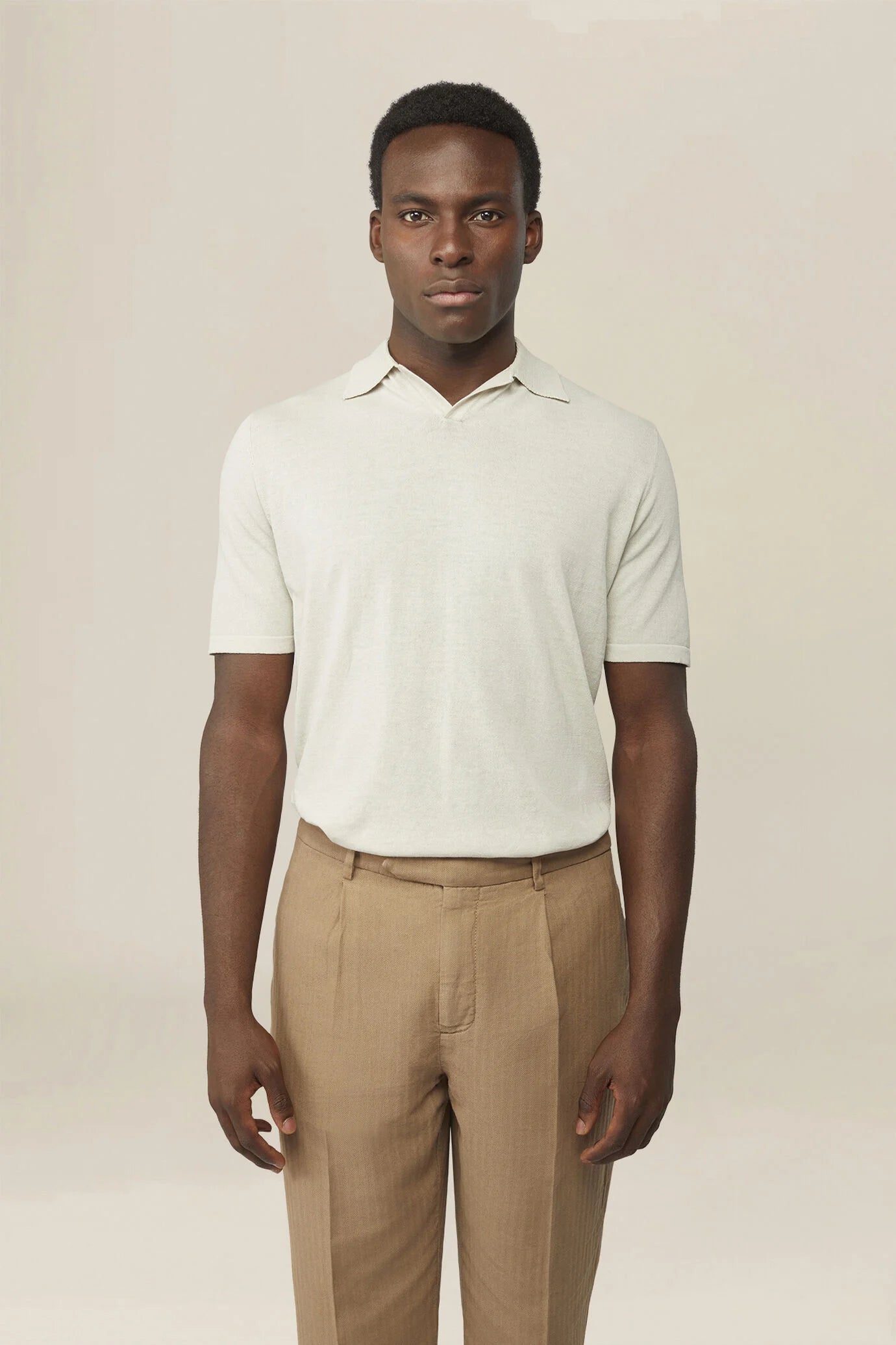 Men's 100% cotton knit polo shirt with Derby collar