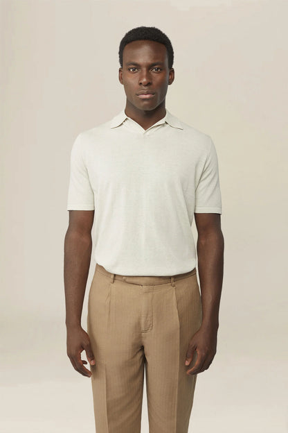 Men's 100% cotton knit polo shirt with Derby collar