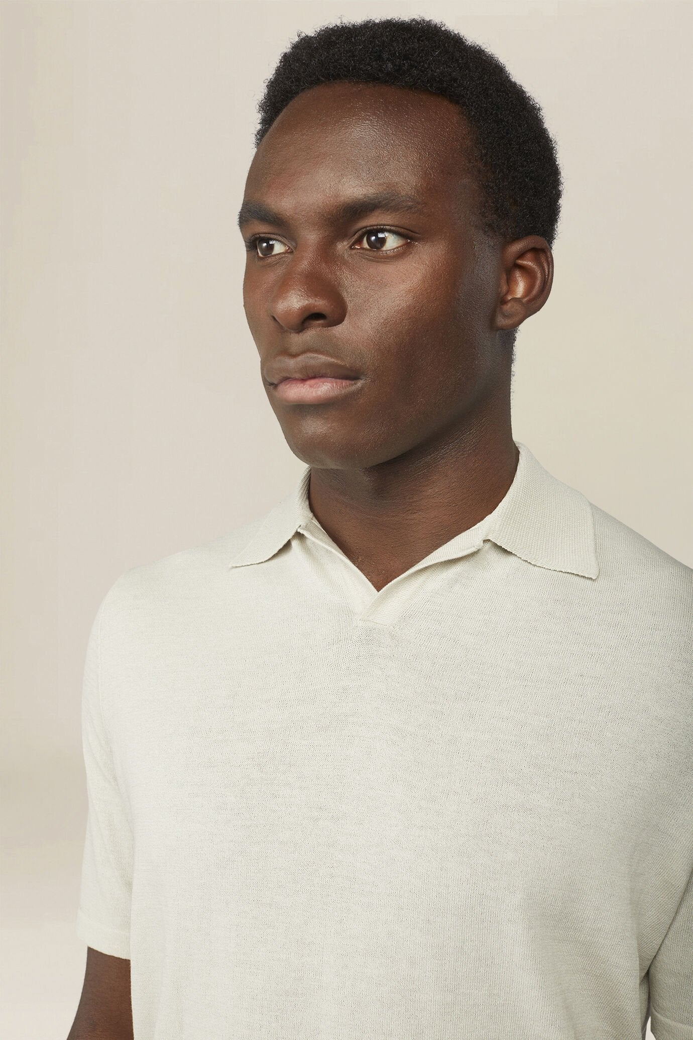 Men's 100% cotton knit polo shirt with Derby collar