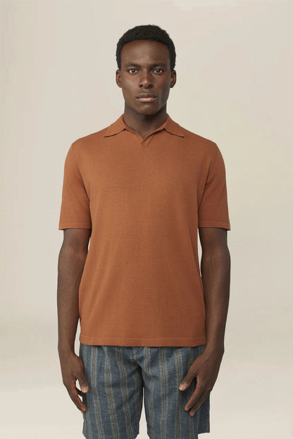 Men's 100% cotton knit polo shirt with Derby collar