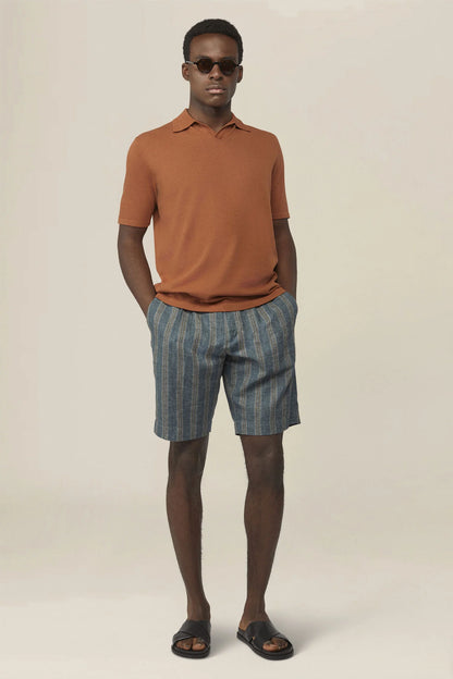Men's 100% cotton knit polo shirt with Derby collar