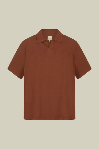 Men's 100% cotton knit polo shirt with Derby collar