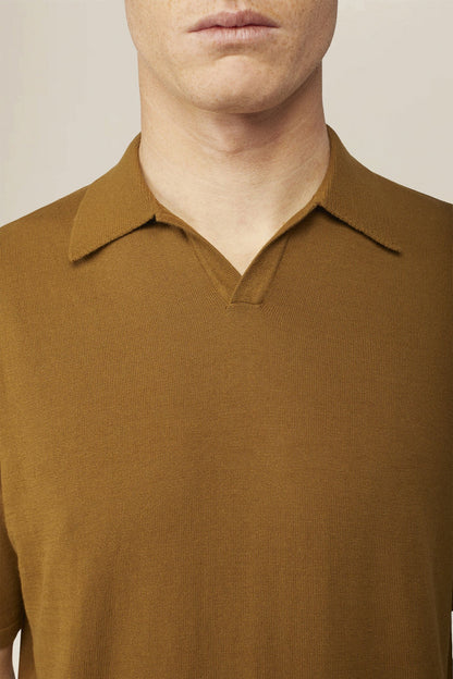 Men's 100% cotton knit polo shirt with Derby collar
