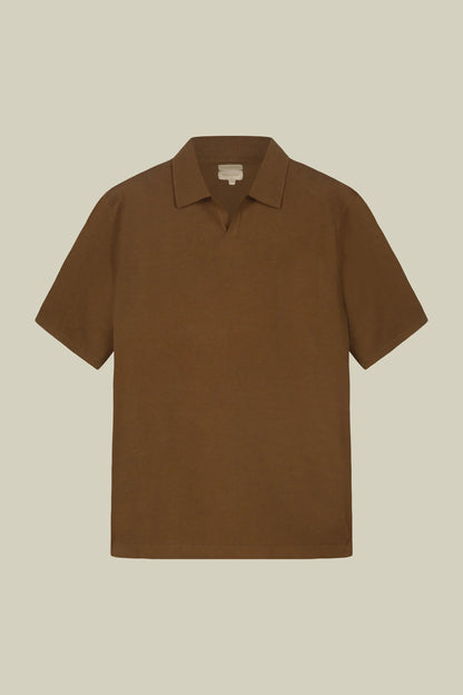 Men's 100% cotton knit polo shirt with Derby collar
