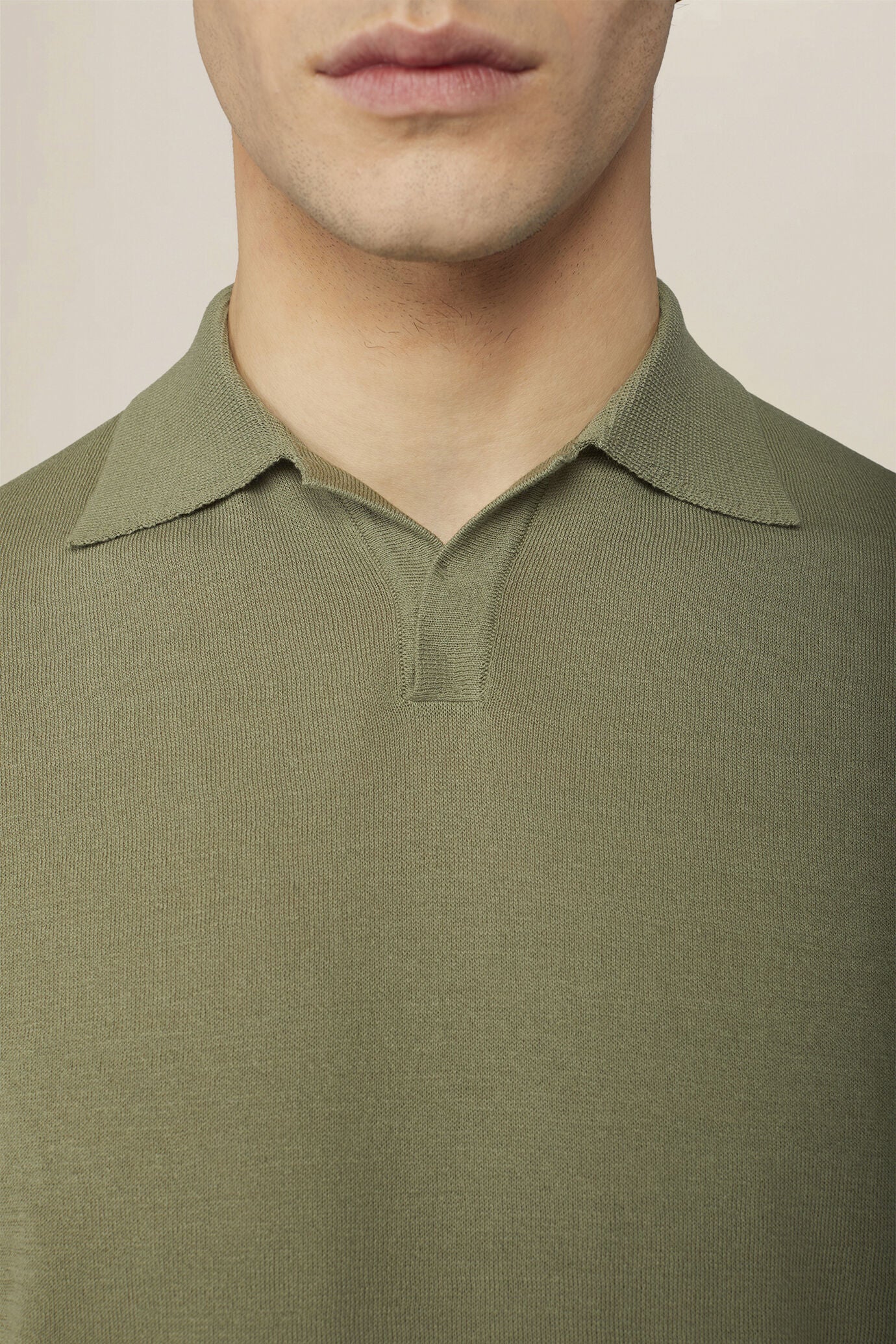 Men's 100% cotton knit polo shirt with Derby collar