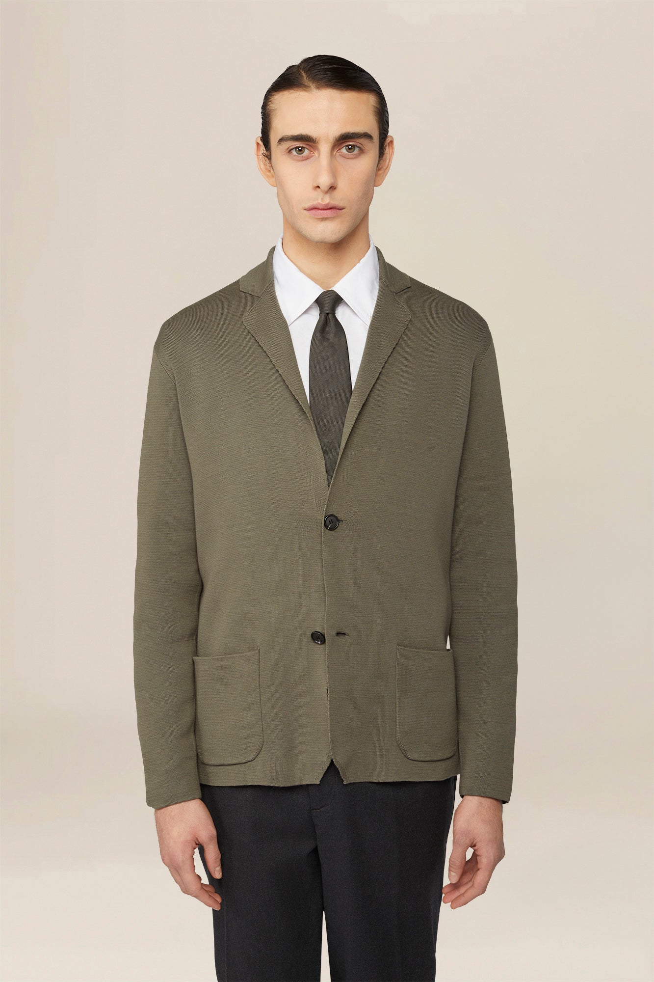 Men's single-breasted cardigan in 100% cotton Milano knit