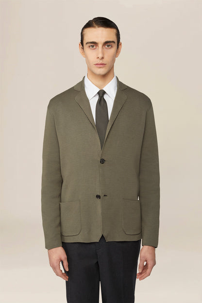 Men's single-breasted cardigan in 100% cotton Milano knit