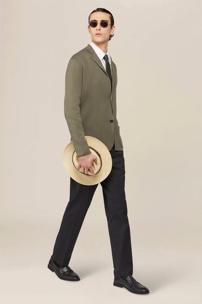 Men's single-breasted cardigan in 100% cotton Milano knit