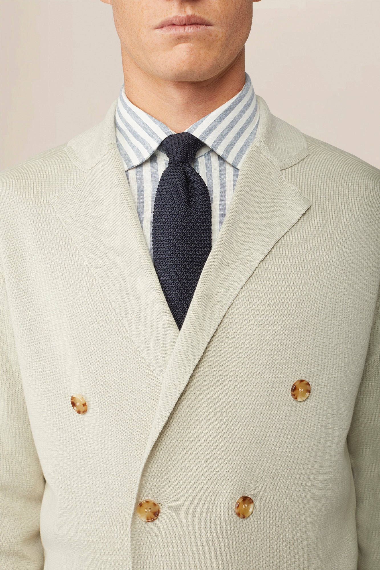 Men's double-breasted cardigan in 100% cotton Punto Milano knit