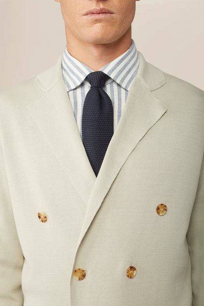 Men's double-breasted cardigan in 100% cotton Punto Milano knit