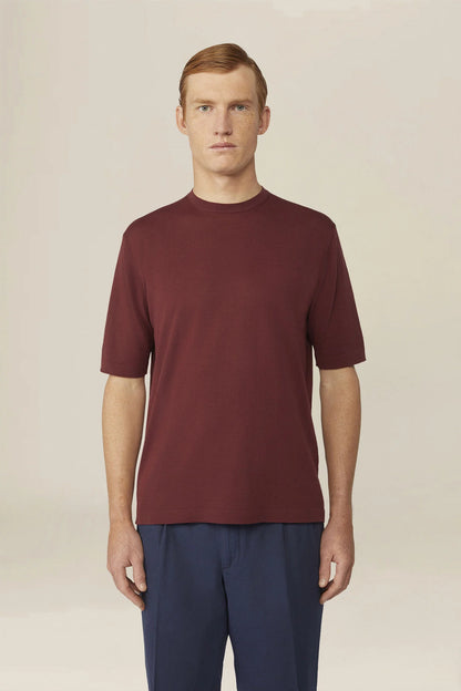 Men's knitted T-shirt in 100% cotton crepe