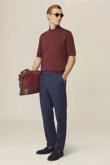 Men's knitted T-shirt in 100% cotton crepe