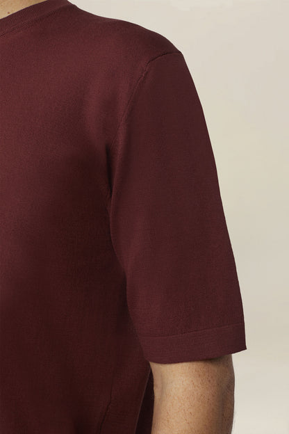 Men's knitted T-shirt in 100% cotton crepe