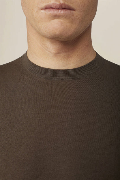 Men's knitted T-shirt in 100% cotton crepe