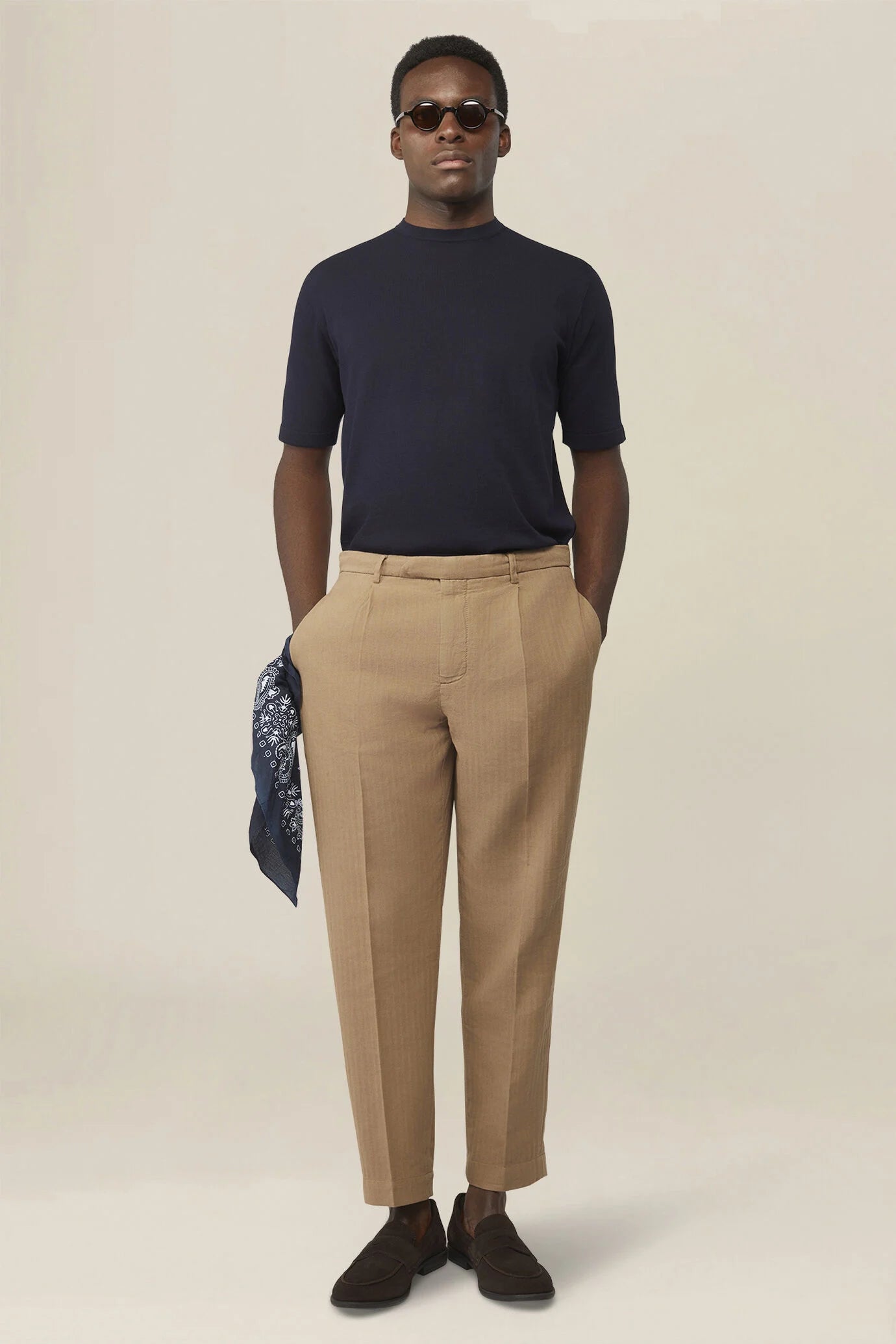 Men's knitted T-shirt in 100% cotton crepe