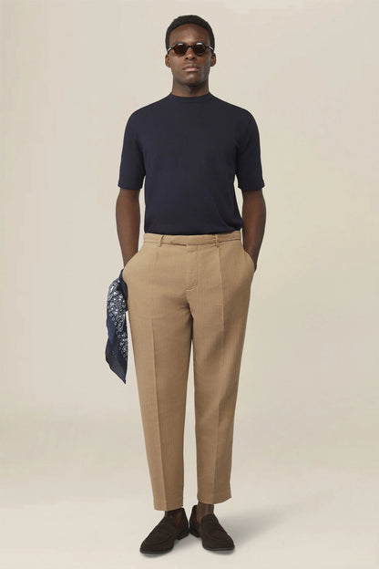 Men's knitted T-shirt in 100% cotton crepe