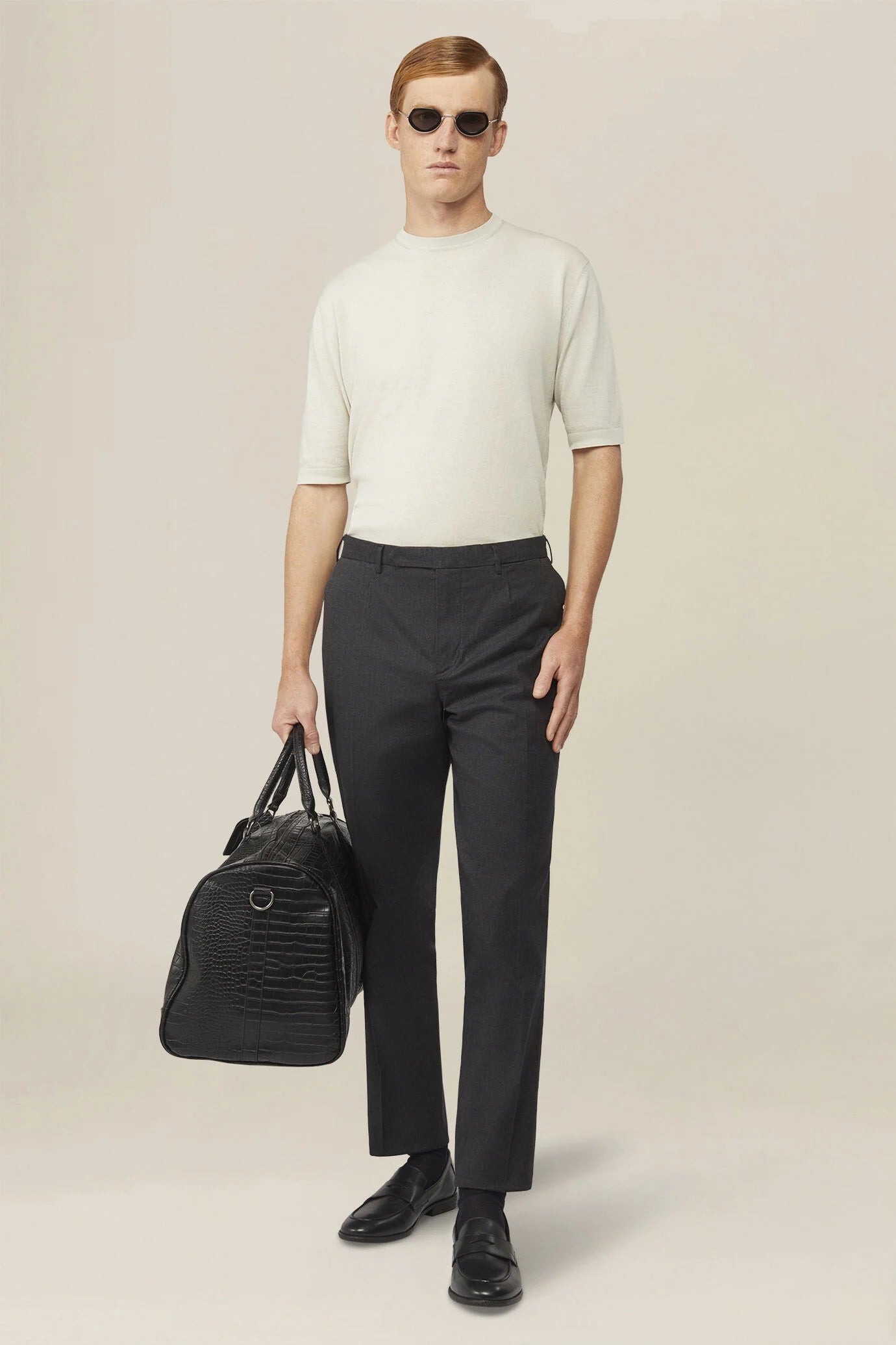 Men's knitted T-shirt in 100% cotton crepe