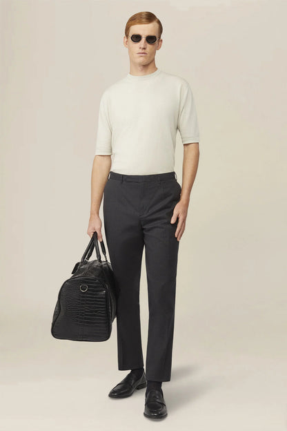 Men's knitted T-shirt in 100% cotton crepe