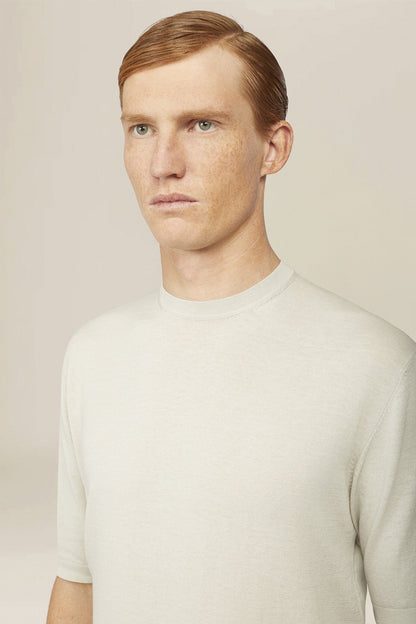 Men's knitted T-shirt in 100% cotton crepe