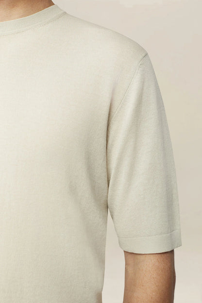 Men's knitted T-shirt in 100% cotton crepe
