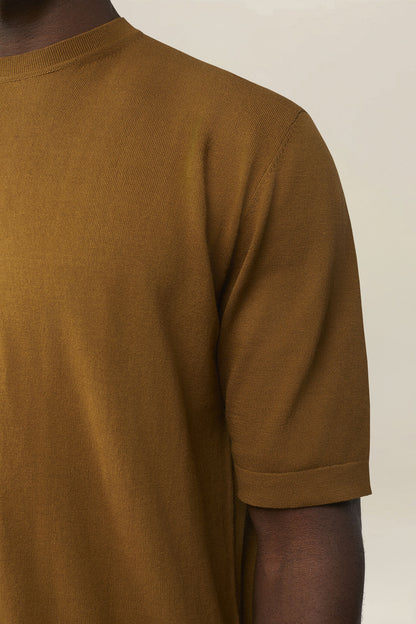Men's knitted T-shirt in 100% cotton crepe