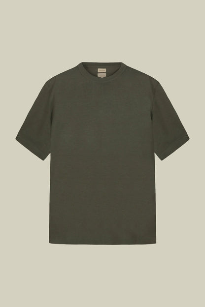 Men's knitted T-shirt in 100% cotton crepe