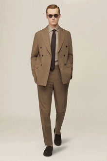 Men's Prince of Wales trousers with double pleats and side buckles