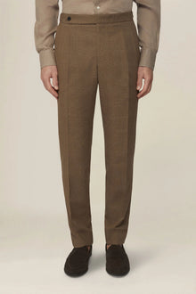 Men's Prince of Wales trousers with double pleats and side buckles