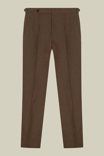 Men's Prince of Wales trousers with double pleats and side buckles