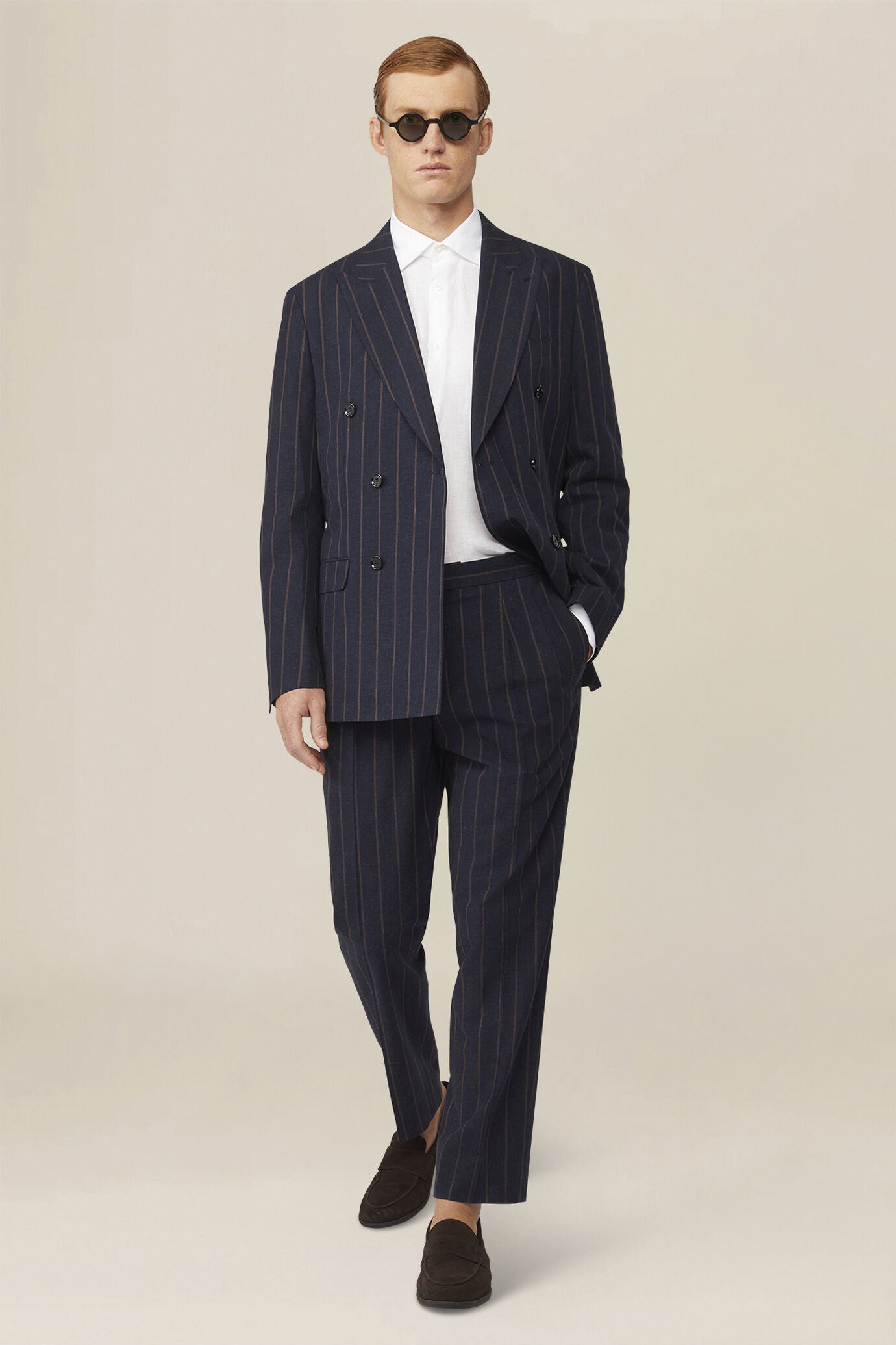Men's regular fit pinstriped trousers