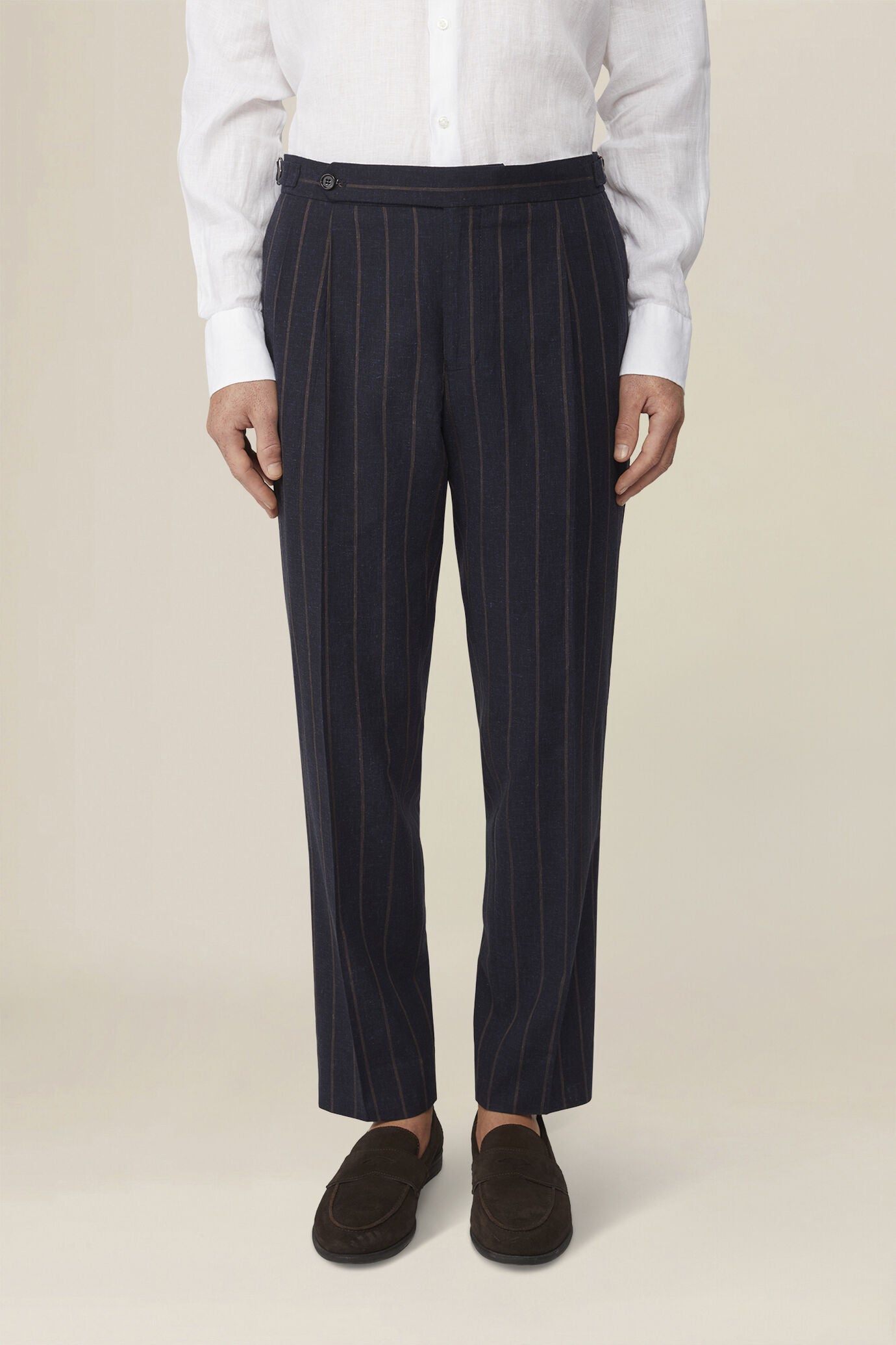 Men's regular fit pinstriped trousers