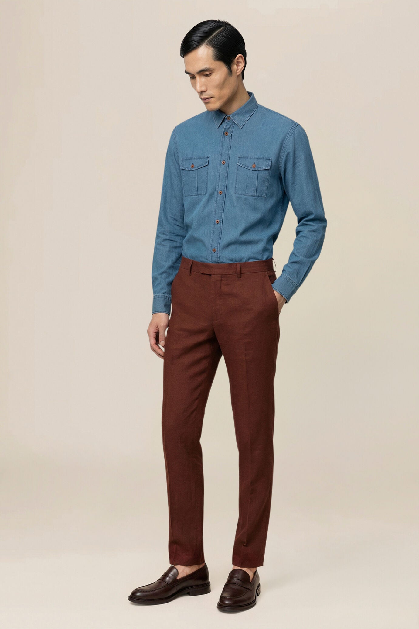 Men's trousers in 100% linen