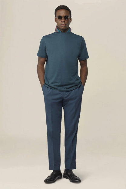 Men's T-shirt in 100% cotton jersey with slightly high neck