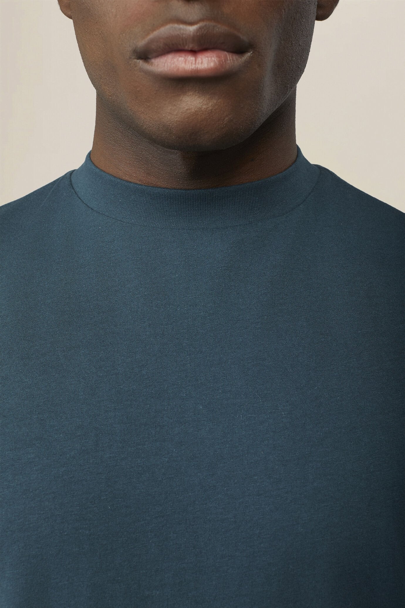 Men's T-shirt in 100% cotton jersey with slightly high neck