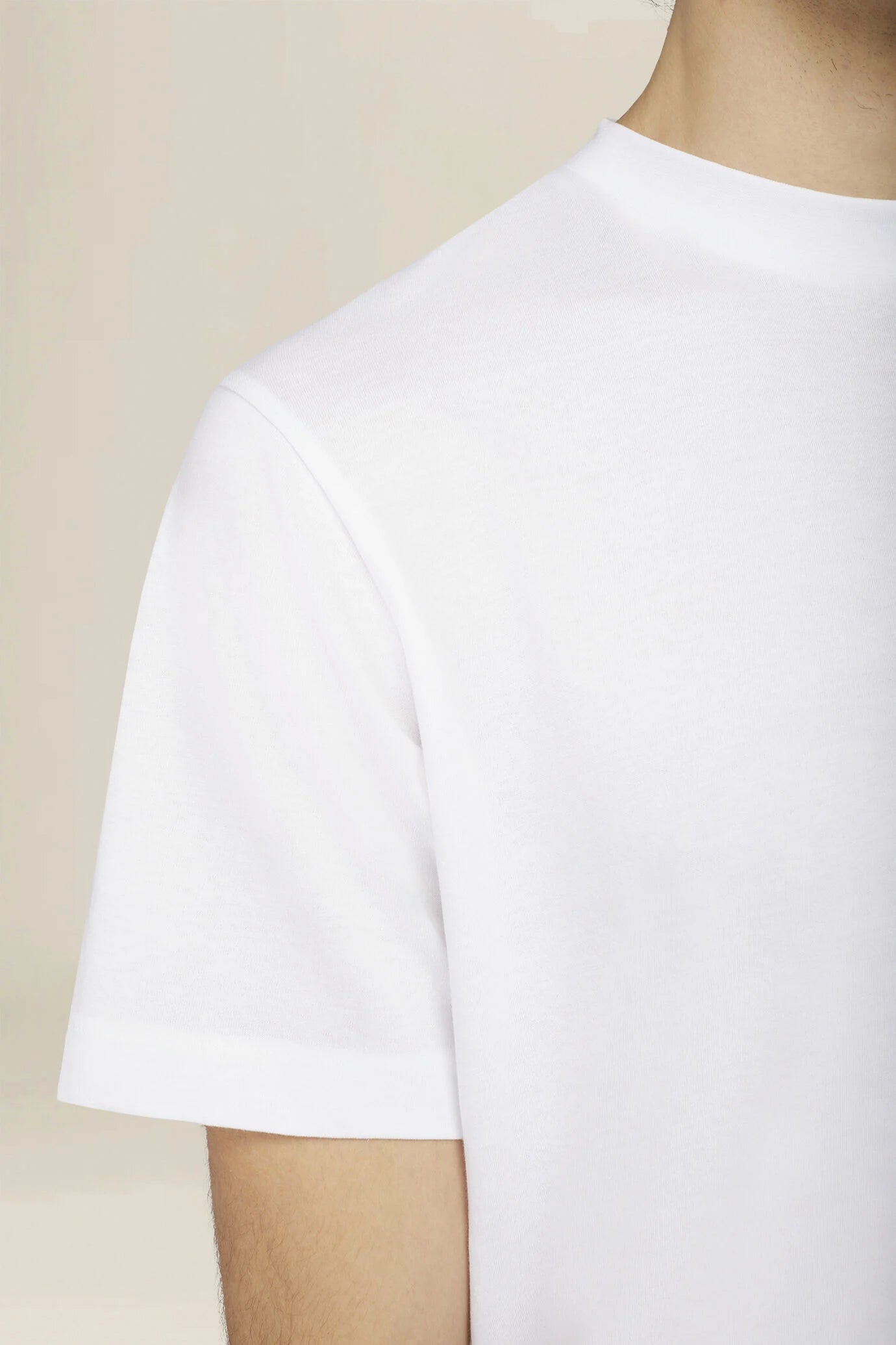 Men's T-shirt in 100% cotton jersey with slightly high neck