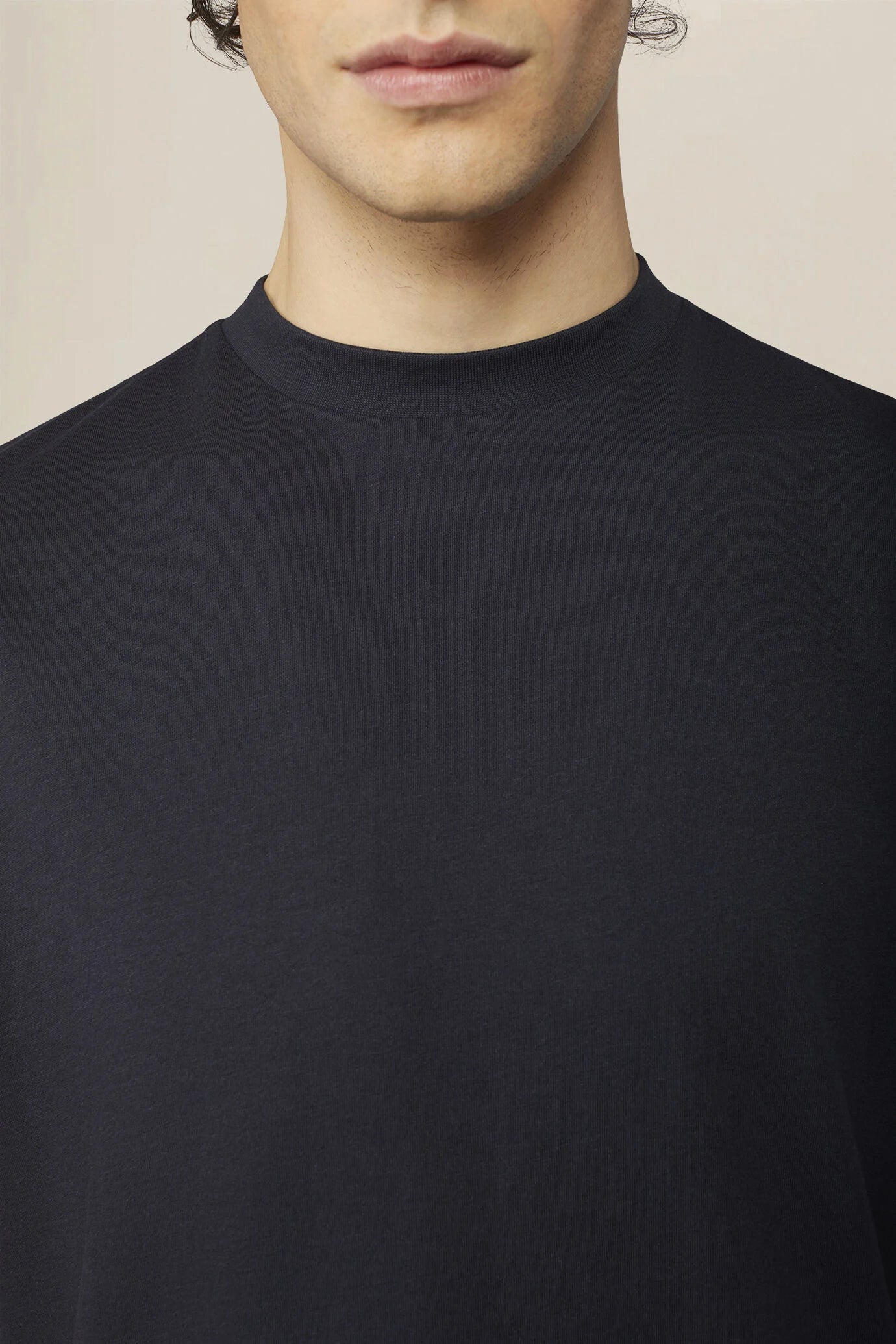 Men's T-shirt in 100% cotton jersey with slightly high neck