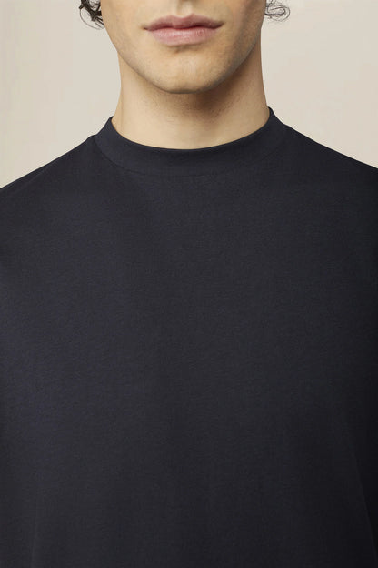 Men's T-shirt in 100% cotton jersey with slightly high neck