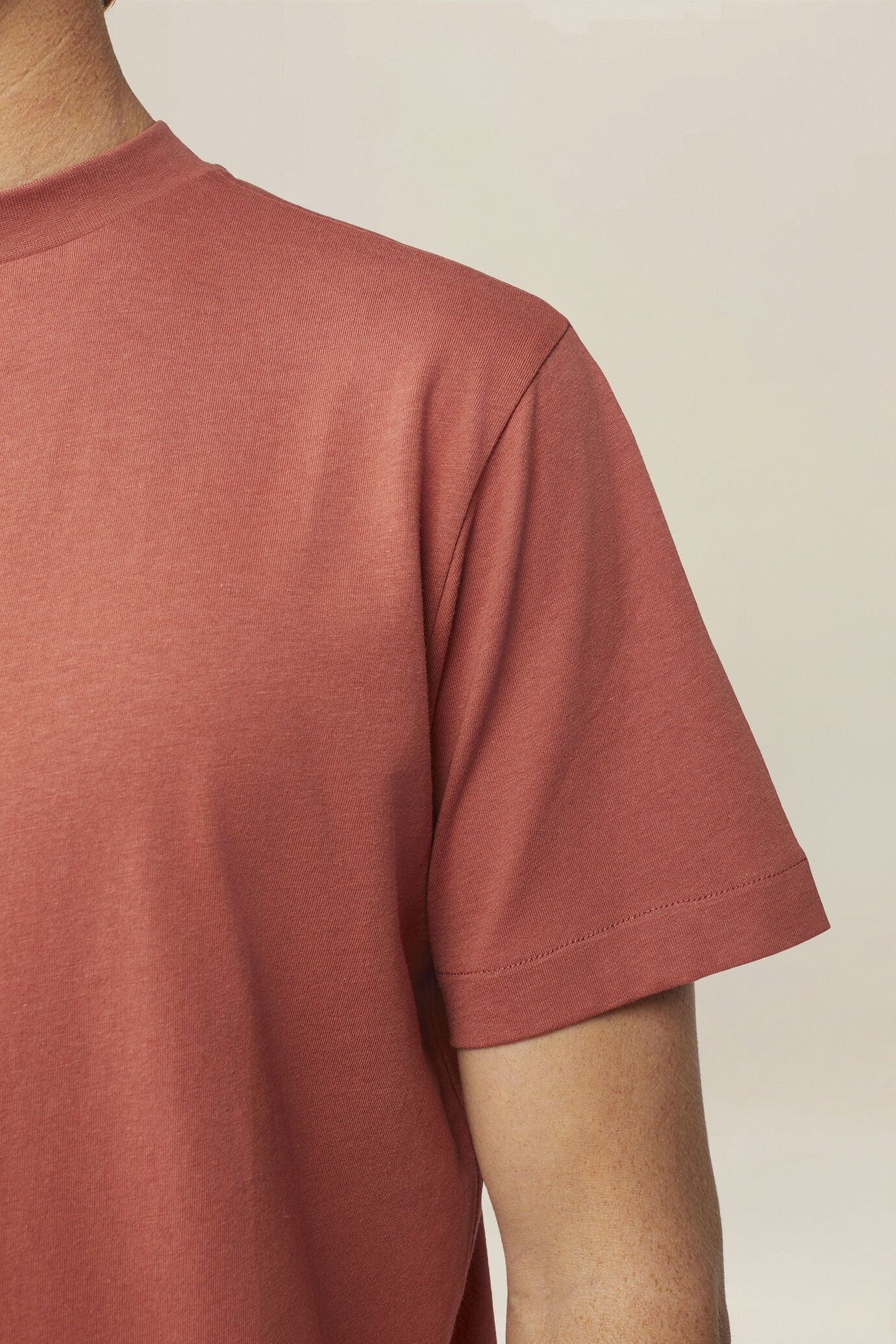 Men's T-shirt in 100% cotton jersey with slightly high neck