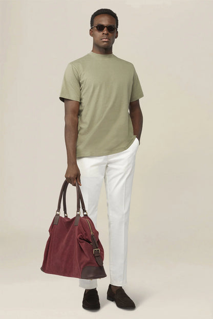 Men's T-shirt in 100% cotton jersey with slightly high neck