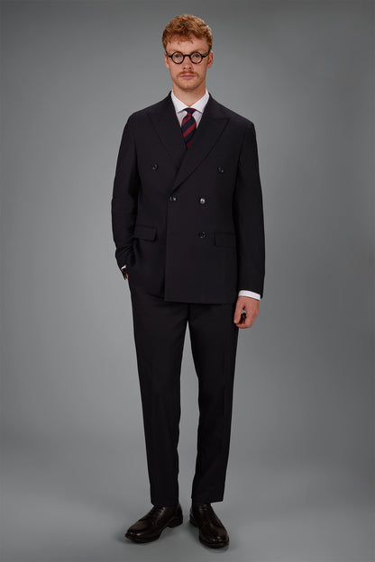 Men’s double-breasted suit in a plain fabric with dobby weave regular fit