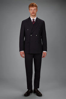 Men’s double-breasted suit in a plain fabric with dobby weave regular fit