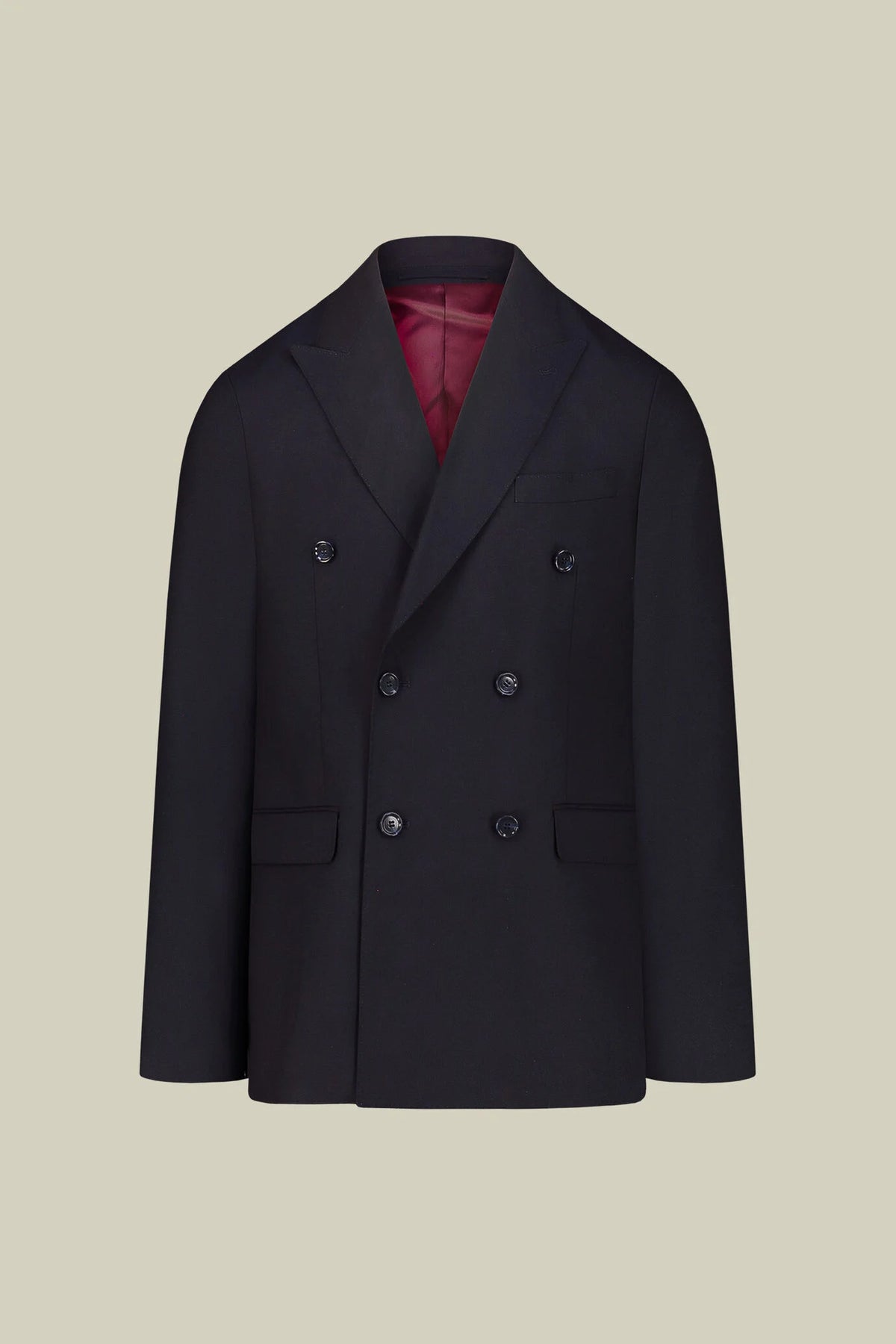 Men’s double-breasted suit in a plain fabric with dobby weave regular fit