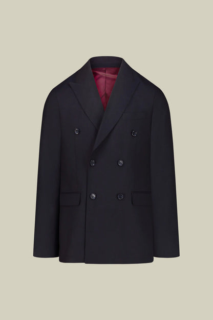 Men’s double-breasted suit in a plain fabric with dobby weave regular fit
