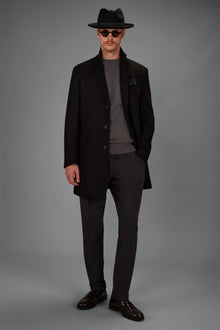 Men's single-breasted coat in regular fit velour fabric