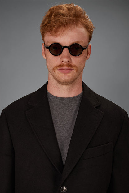 Men's single-breasted coat in regular fit velour fabric