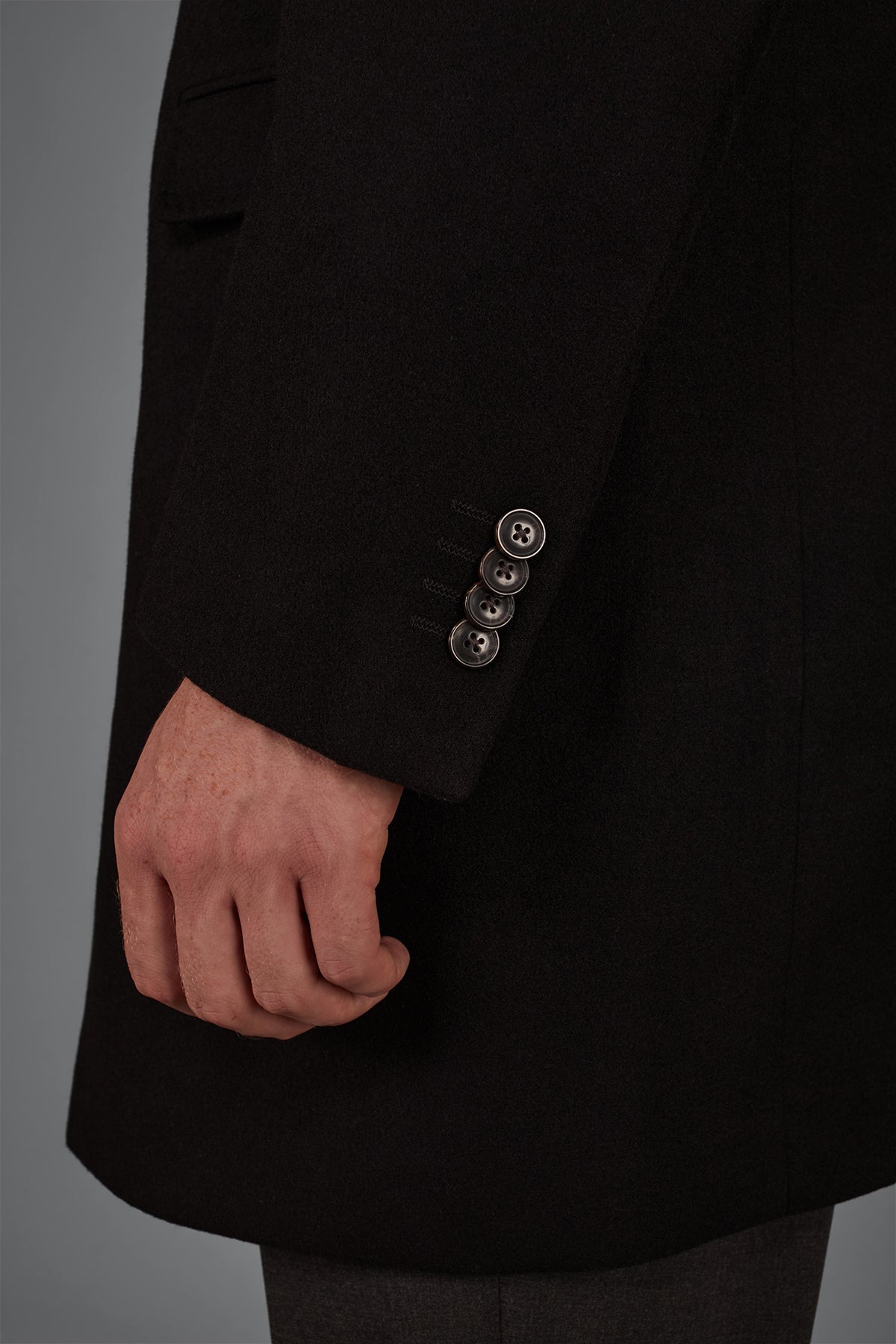 Men's single-breasted coat in regular fit velour fabric