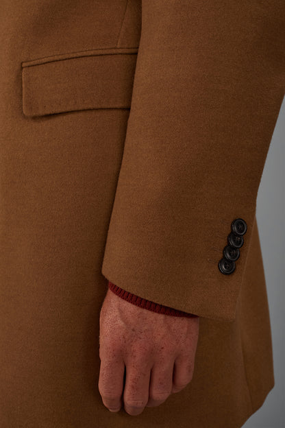 Men's single-breasted coat in regular fit velour fabric