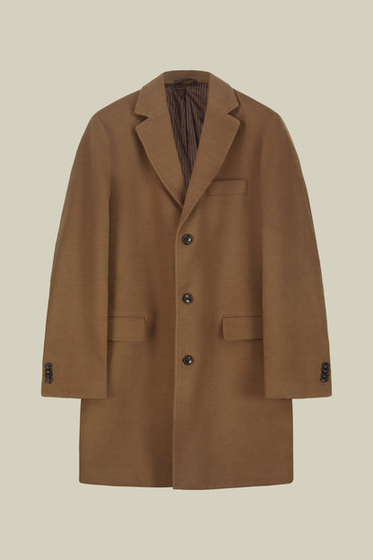 Men's single-breasted coat in regular fit velour fabric